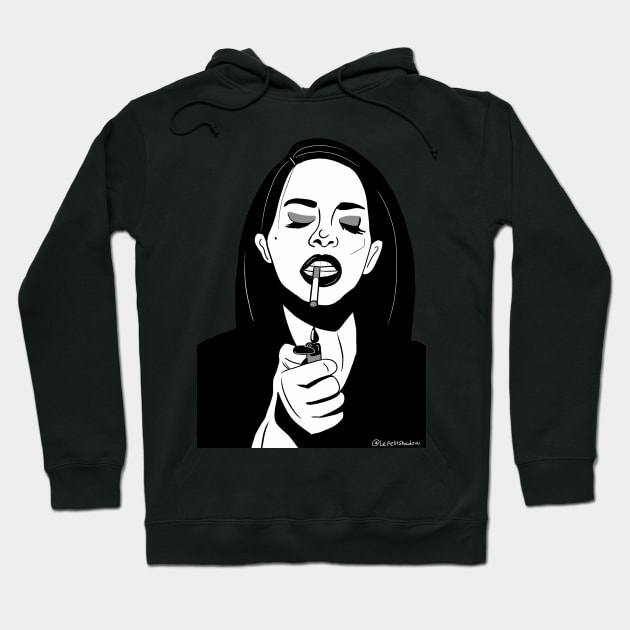 Aesthetic Smoking Girl (Black and white ) Hoodie by LePetitShadow